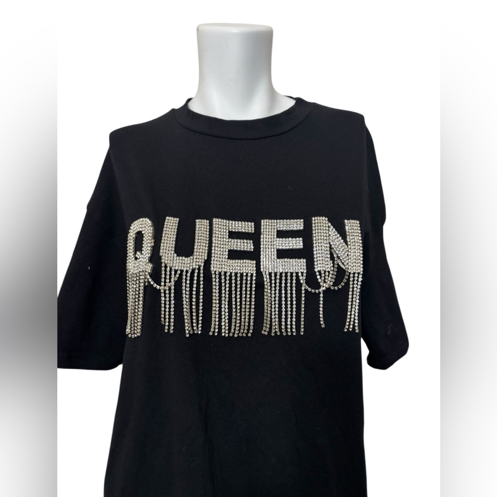Fashion Nova Black Queen Rhinestone Tee View 3